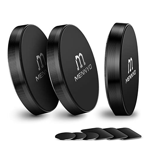 MENNYO Iman Carro móvel, conjunto de 3 suporte móvel para carro com lâminas metálicas coladas ao tabuleiro | suporte de parede para telemóvel carro magnético compatível com iPhone Samsung Galaxy/Note