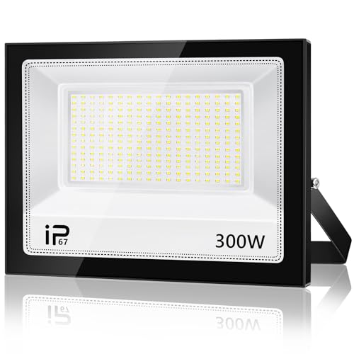 Foco LED para exterior, 30000 LM 7000 K projetor LED para exterior, IP67 impermeável 252 LEDs super brilhante, branco frio, luz de segurança, luzes LED exteriores para jardim, garagem, terraço, pátio,