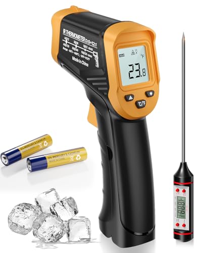 Termómetro infravermelho (termómetro não humano), laser digital IR sem contacto - 50 °C-600 °C (-58 °F-1112 °F), termómetro carne incluída, cozinhar/BBQ/congelador