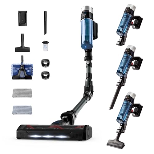 Rowenta Xforce Flex 9.60 Aqua RH20C2 Aspirador de escova sem cabo de 250 W de potência, aspira e fria, função 4 em 1, chão, sofá, parede, tecnologia Flex, inclui acessórios