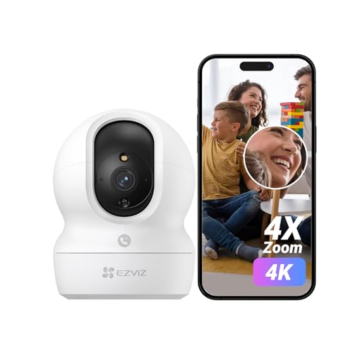 EZVIZ 4K Câmara de vigilância Wi-Fi interior de 360°, câmara IP 8MP AI deteção de pessoas/ruído, visão noturna colorida, rastreamento e zoom automático, chamada bidirecional, suporta 512 GB, CP1 Pro