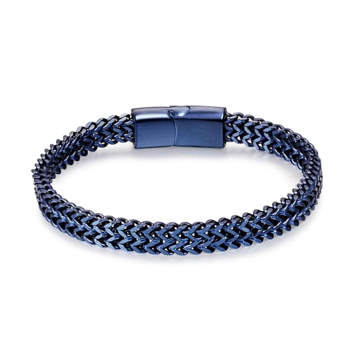 LUCKY2+7 Pulseira homem - corrente cúbica fivela magnética de aço inoxidável