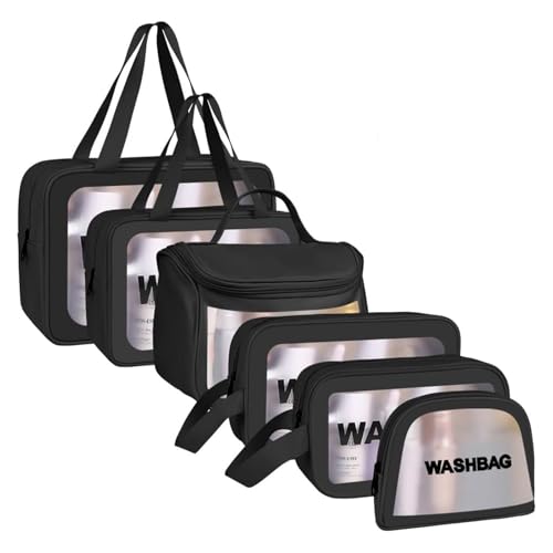 Aucuu Sacos de precisar transparente, dispensador de higiene transparente, saco cosmético impermeável com fecho de correr, sacos de higiene transparente para casa de banho, viagens, voo, 6 Peças