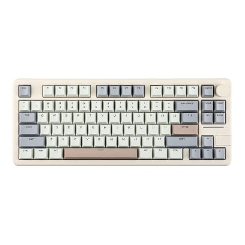 EPOMAKER Galaxy70 Teclado mecânico sem fios de alumínio para jogos, Tri-modo de Bluetooth/2,4 GHz/USB, Thocky, programável e intercambiável a quente (branco cinzento, Zebra Linear Switch)