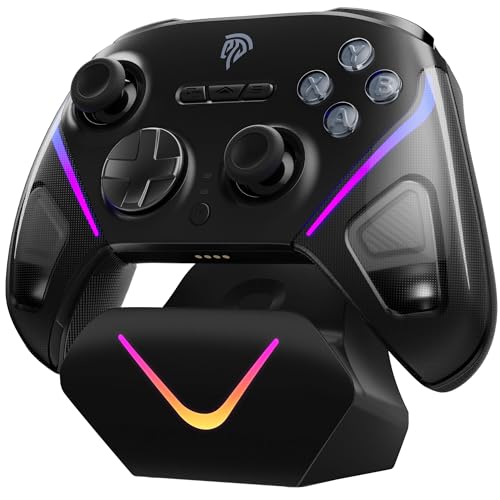 EasySMX Elite D10 Controlo sem fios PC com base de carregamento, Joysticks TMR – Gatilhos Hall de modo duplo, botões mecânicos, teste de 1000 Hz-RGB, bateria 1000 mAh PC/Switch/telemóvel preto