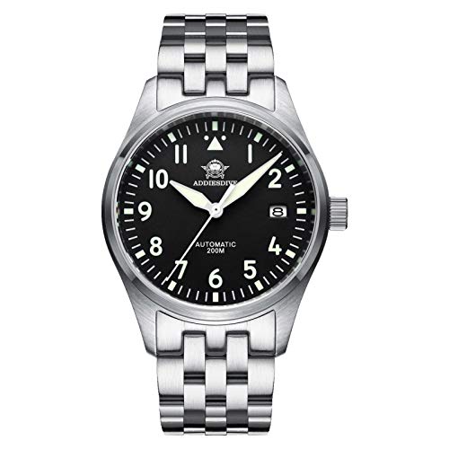 ADDIESDIVE Relógios automáticos homens luminoso relógio analógico automático NH35A relógios mecânicos com pulseira de aço inoxidável