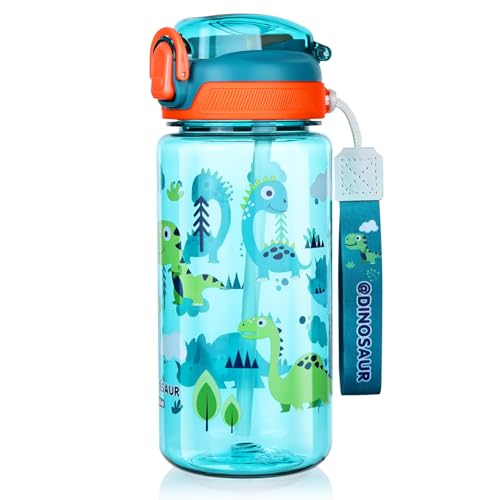 flintronic Garrafa de água infantil de 20oz/600 ml, garrafa para beber pop-up, garrafa de água para crianças para viagens escolares sem BPA, sem fugas, reutilizável (verde)
