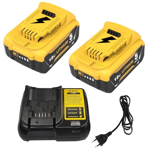 Dosctt 2 peças 5,0 Ah DCB200 substituição para Dewalt bateria 18 V 3A DCB107 para Dewalt carregador 10,8 V - 18 V DCB200 DCB200-2 DCB204 DCB120 DCB127 para Dewalt carregador