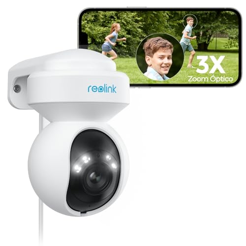 Reolink 5MP PTZ Câmara de vigilância WiFi exterior com 3X zoom óptico, holofotes e visão noturna colorida, 2,4/5 GHz câmara com detecção de pessoas/veículos, seguimento automático, E1 Outdoor