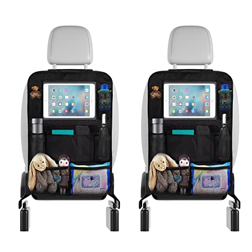 Organizador de carro para crianças, 2 unidades de proteção de encosto de carro para crianças, organizador de assento de carro com bolso iPad de 10 polegadas, 10 bolsos encosto de carro protetor