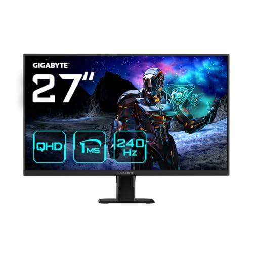 Gigabyte GS27Q X 27" Monitor de jogo QHD 2560 x 1440, 240Hz, 1 ms, 250 CD/m², FreeSync Premium Pro, HDR Ready, HDMI 2.0, Displayport 1.4