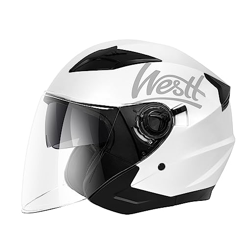 Westt Jet Capacete mota homem mulher capacete de mota com viseira dupla capacete capacete Jet Scooter Trail, certificado ECE Dot, tamanhos S-XL