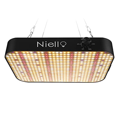 Niello Candeeiros LED cultivo, 600 W Candeeiros de crescimento, 588 LEDs Grow Light para plantas de interior, luz de planta de espectro completo com função regulável e em corrente para VEG, flores