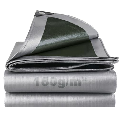 Lona impermeável exterior 3 x 5 m, 180 g/m² lona de proteção em poliéster reforçado com furos, durável, resistente a raios UV, rasgos, multiusos para terraços, móveis e jardim, piscina carro