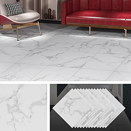 Livelynine 16 losetas de chão, vinil autocolante para cozinha, pisos de vinil autocolantes para pisos, quarto, vinil autocolante casa de banho, linolé, chão, branco, cinzento, losetes, vinil para