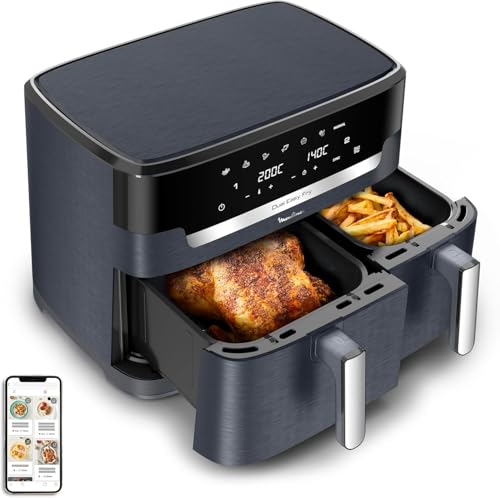 Moulinex XXL Dual Easy Fry 11L: Frigideira de ar de cesta dupla +8 pessoas, duas cestas (6,5 L + 4,5 l), 7 programas automáticos, EZ942BF0