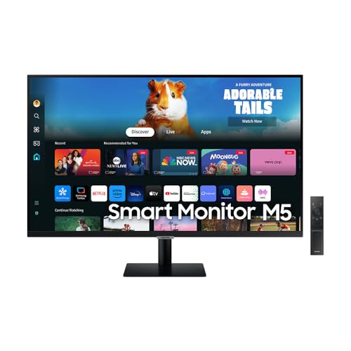 SAMSUNG LS32DM500EUXEN Smart Monitor M5 de 32" Full HD (1920 x 1080, 16:9, 60Hz, 4 ms, AMD FreeSync, modo olho saver, Flicker Free), preto, versão 2024