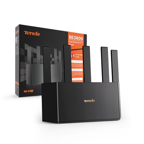 [Novo] Tenda RE3L Wi-Fi 7 Router BE3600 de banda dupla, WiFi Mesh, 3 x portas Gigabit WAN/LAN, 5 antenas verticais, 4K-QAM, MLO, NFC, VPN, WPA3, App Conteúdo Função