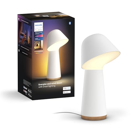 Philips Hue Twilight, candeeiro de mesa inteligente, ideal para dormir e despertar, luz branca e colorida, compatível com Bluetooth, controlo por voz com Alexa, Apple Home e Google Assistant