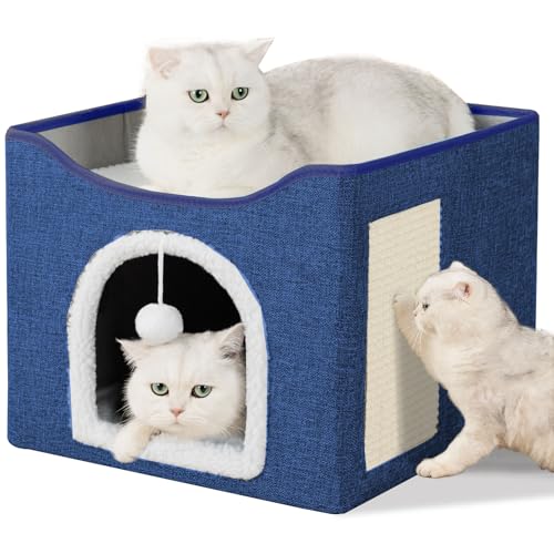 FURRYPAWS Casa para Gato - Cueva Acogedora, Cama para Gatos Interior, Casita Suave y Confortable, Ideal para Gatos y Gatitos