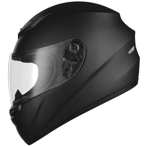 Favoto Capacete de motocicleta integral, capacete de motocicleta respirável para mulher homem adultos, proteção de segurança, certificado ECE, 59-60 cm, preto