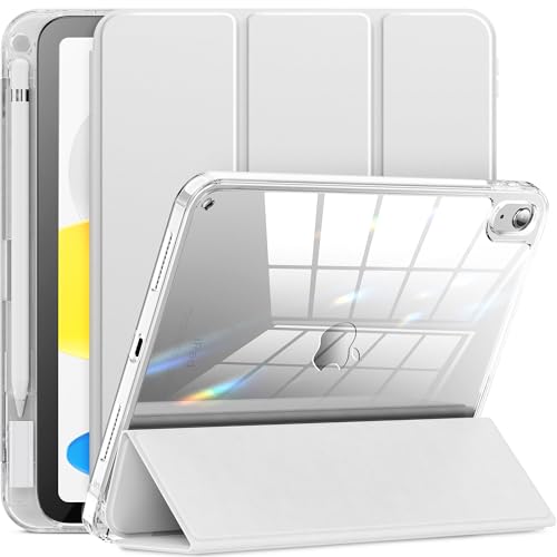 INFILAND Capa compatível com iPad10th Generation 2022. A parte posterior do iPad 10.9 Phone Shell é brilhante e translúcida com uma moldura [Anti - amarelo]com uma porta-penas, diamante prateado