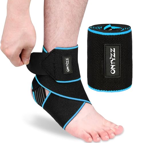 ONTYZZ Suporte de bandagem de tornozelo alta elasticidade tornozeleira desportos proteção de tornozelo com tira de gel de sílica respirável suporte de tornozelo preto - azul