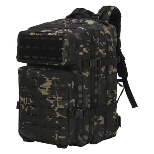 Mochila tática militar 45 l, pacote de assalto molde de grande capacidade impermeável bolsa para exército, mochilas de marcha para emergências de 3 dias caça caminhadas campismo atividade ao ar livre