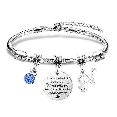 Aosyoisk Pulseira de letras femininas charme prateado joias iniciais graduação dia da mãe regresso às aulas presente inspirador de Natal