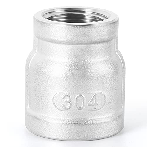 ERGAOBOY 1 unidade 304 acessórios para tubos de aço inoxidável, acoplamento redutor fêmea BSP de 3/8" x 1/2"