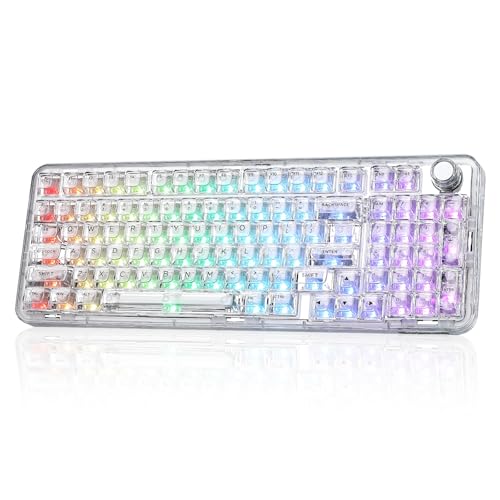 YUNZII X98 Teclado mecânico sem fios para jogos, BT5.0/2.4Ghz/USB-C teclado Hot-swappable Switch pré-lubrificados, QMK/VIA montagem em junta RGB, 98% QWERTY (branco, Snow Switch) (branco, Snow Switch