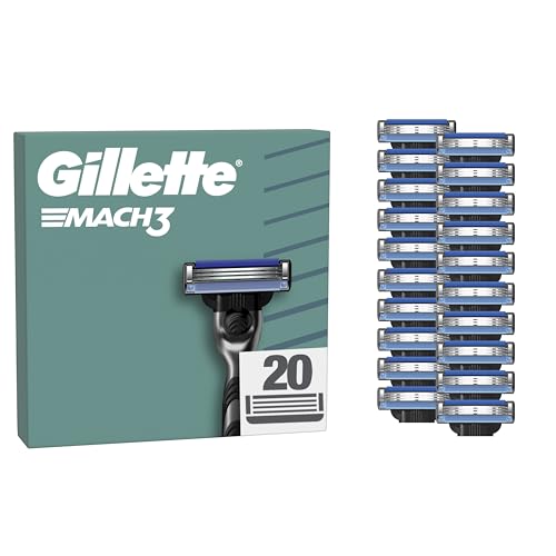 Gillette Mach3 Base de substituição para máquinas de barbear para homem, 20 peças sobressalentes para máquinas de barbear Gillette