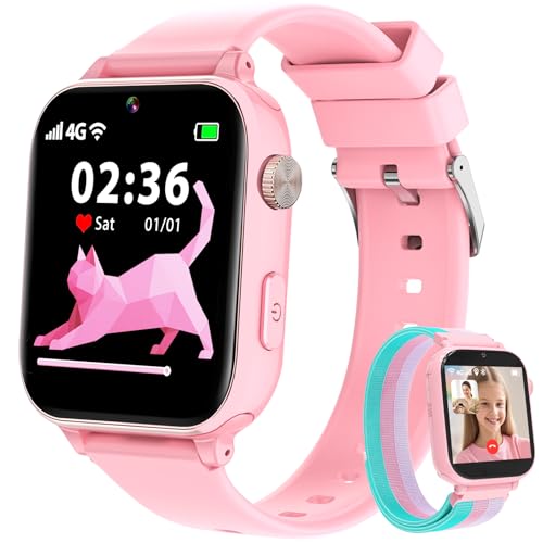 Alutoria 4G Relógio inteligente para crianças, Smartwatch crianças com GPS, chamadas de vídeo, chat de voz, SOS, modo de classe, WiFi, jogos, câmera, relógio crianças presente para meninas meninos 4
