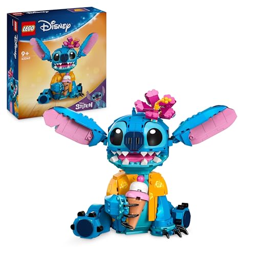 LEGO | Disney Stitch Brinquedo de construção, presente de Páscoa para meninas e meninos de 9 anos, figura articulada do filme lilás & Stitch com cubo de gelado, decoração do quarto 43249