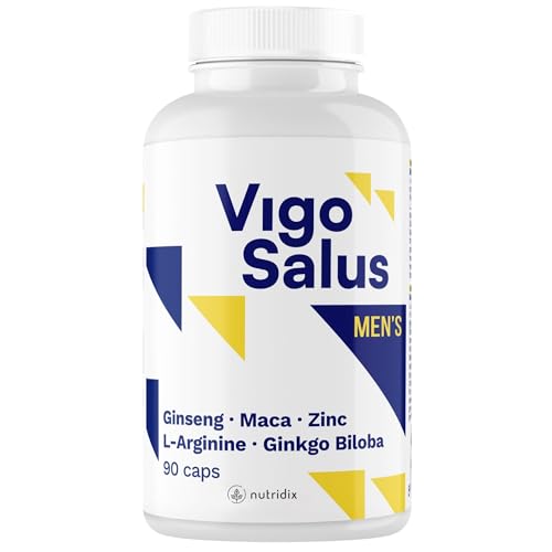 VIGOSALUS Masculina - Dose alta - mais força duração - Maca, Tribulus Terrestris, Ginseng, L-Arginina, Ginkgo Biloba e zinco - 90 cápsulas