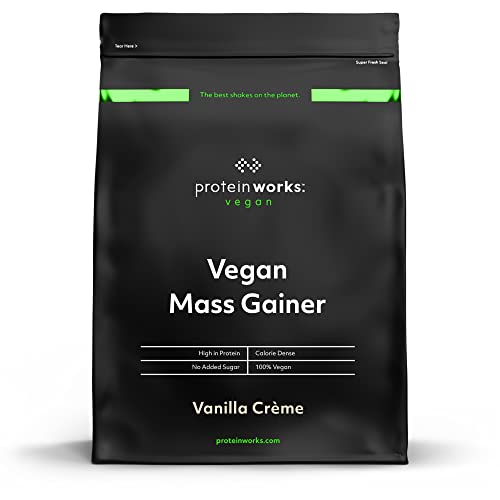 THE PROTEIN WORKS Vegan Mass Gainer | 100% à base de plantas | alto em calorias para o aumento da massa | creme lá, 2000 gramas