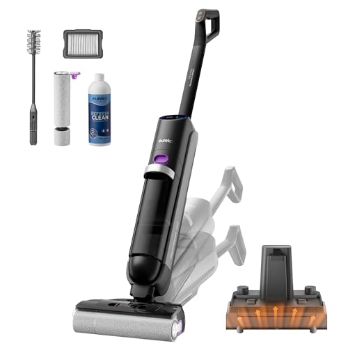 EUREKA RapidWash NEW730 Aspirador de pó sem fio em seco e húmido, posição baixa de 170°, 21600 Pa, lavagem com água quente a 85°C, secagem em 5 minutos, auto-limpeza, anti-embaciamento