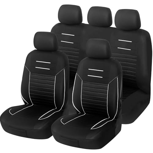Upgrade4cars Capas de assento de carro universais preto branco | cobertura universal | protetor de assento dianteiro para dianteiro e traseiro | acessórios interior decoração