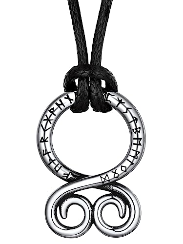 FaithHeart Colar de viking runas de aço inoxidável 316L homem mulher letras tapetes rúnicos jóias espiritual nórdico de talismã de família casais