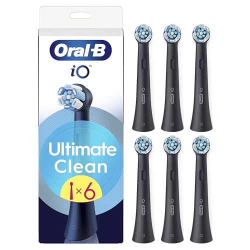 Oral-B Series iO Ultimate Clean cabeças de substituição originais, conjunto de 6 peças de reposição pretas para escovas de dentes elétricas oral - B iO, remoção profunda da placa bacteriana