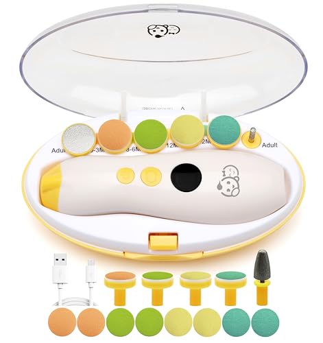 Royal Angels Corta-unhas recarregável para bebés 22 em 1, 13 substituições adicionais, kit de unhas para bebés, corta-unhas, unhas para os dedos dos pés de crianças recém-nascidas (recarregável,