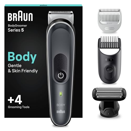 Braun Aparador corporal para homem série 5, depilação masculina para todo o corpo sem esforço, corta-pelos homem resistente à água com 100 min de automonomia, 5370