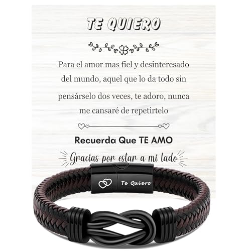 TERRISHE Pulseira homem presente para homem, marido, amigo, pai, dia dos namorados presentes, presente do dia do pai, pulseira de couro trançado para homem gravado aniversário aniversário presente