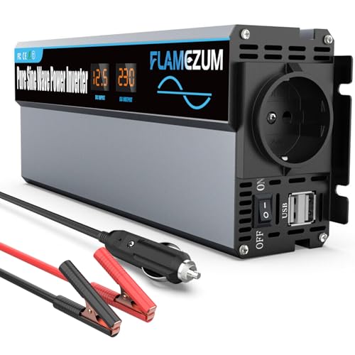 Inversor 12 v 230 v 1000 W/2000 W onda pura conversor de corrente conversor 12 v a 220 v transformador com controlo remoto para carro camião caravana