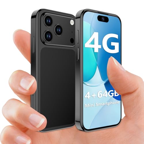 BLKE Max Novo Mini Smartphone 4G desbloqueado 2025, ecrã HD de 3,88", 2000 mAh, Android 12, 5 MP+13 MP, ultra pequeno smartphone para crianças preto