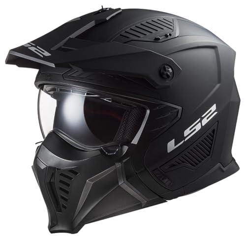 LS2 OF606 Drifter Open Face Full Face Modular Motorcycle Helmet Matt Black