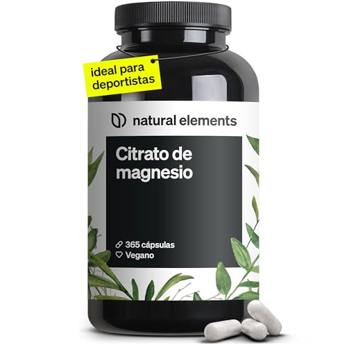 Citrato de magnésio - 365 cápsulas em alta dosagem - 2320 mg, das quais 360 mg são de magnésio elementar por dia - para músculos, ossos e sistema imunitário - testado em laboratório