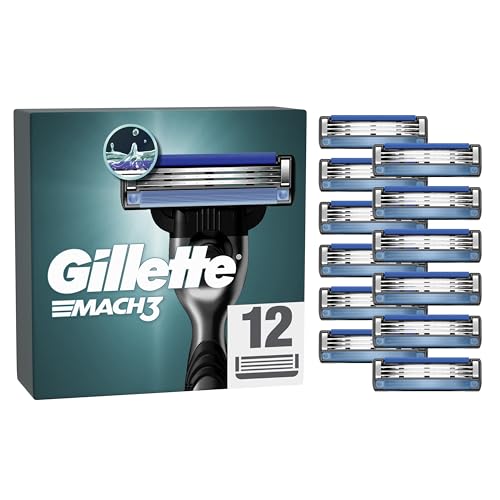 Gillette Mach3 Recarga para máquinas de barbear para homem, 12 peças sobressalentes para máquina de barbear