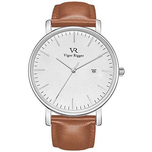 BUREI Vigor Rigger Relógio de quartzo para homem e mulher, relógio de pulso ultra fino preto para homem com design minimalista clássico com calendário de data