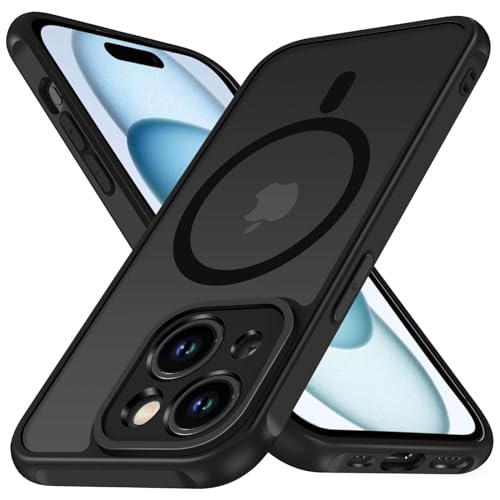 ivoler Capa magnética para iPhone 15 de 6,1 polegadas, compatível com MagSafe, [proteção lente câmera] capa protetora anti-choques translúcida, mate traseira fina silicone antichoques case